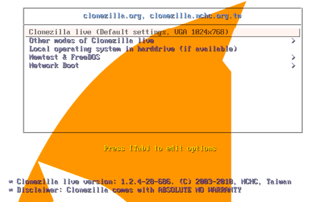 Clonezilla screenshot