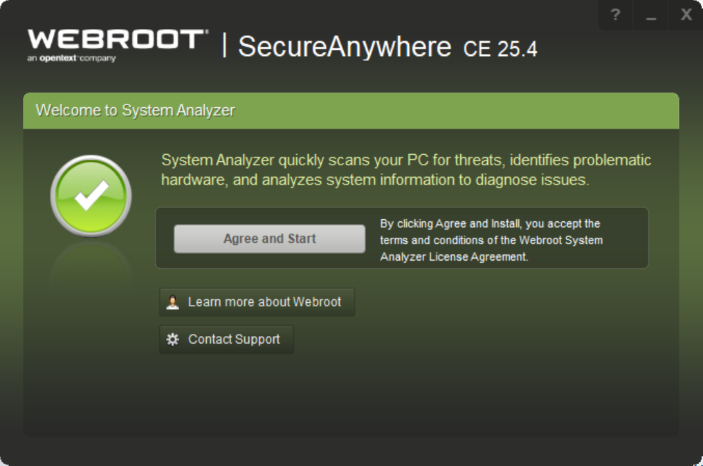 Webroot System Analyzer screenshot