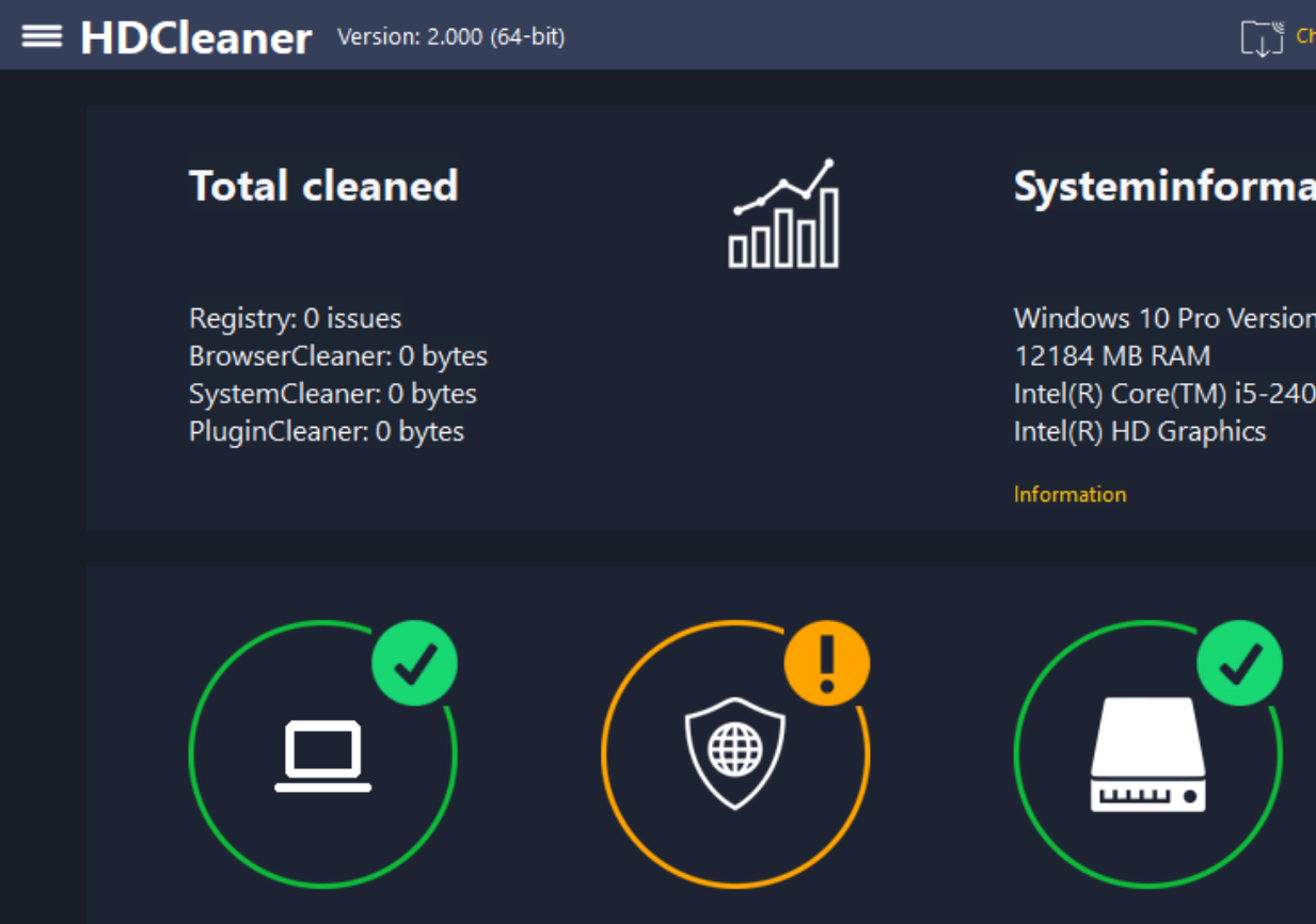 HDCleaner screenshot