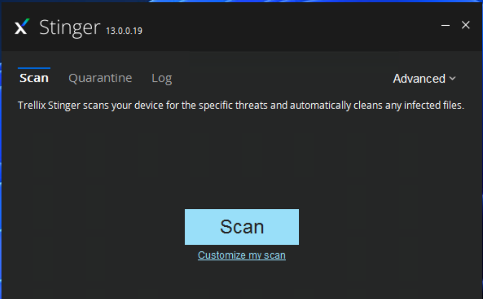 McAfee Stinger screenshot
