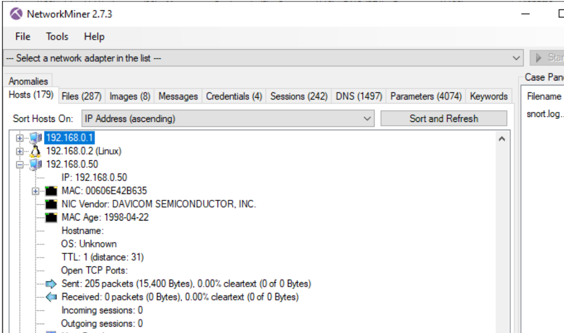 NetworkMiner screenshot