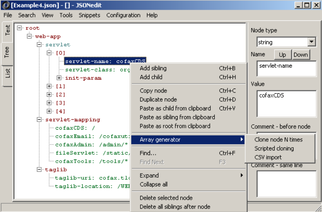 JSONedit screenshot