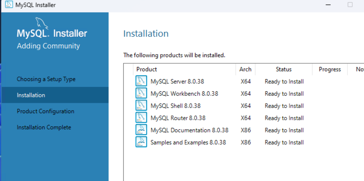 MySQL Installer screenshot