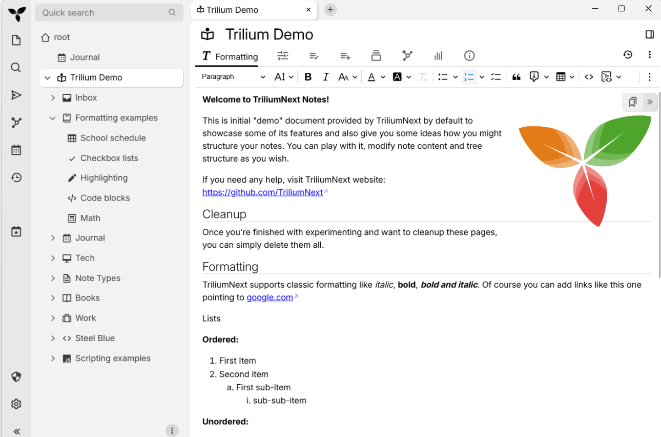 Trilium screenshot