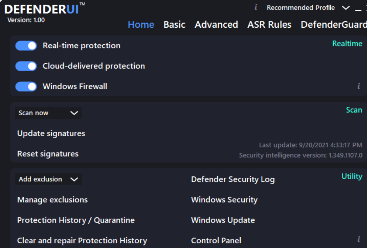 DefenderUI screenshot