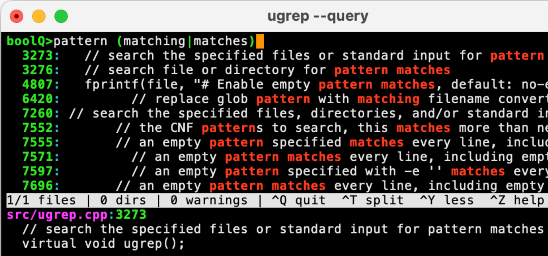 ugrep screenshot