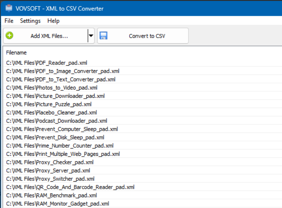 XML to CSV Converter screenshot
