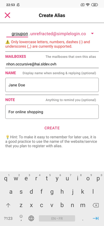 SimpleLogin | Anti-spam screenshot